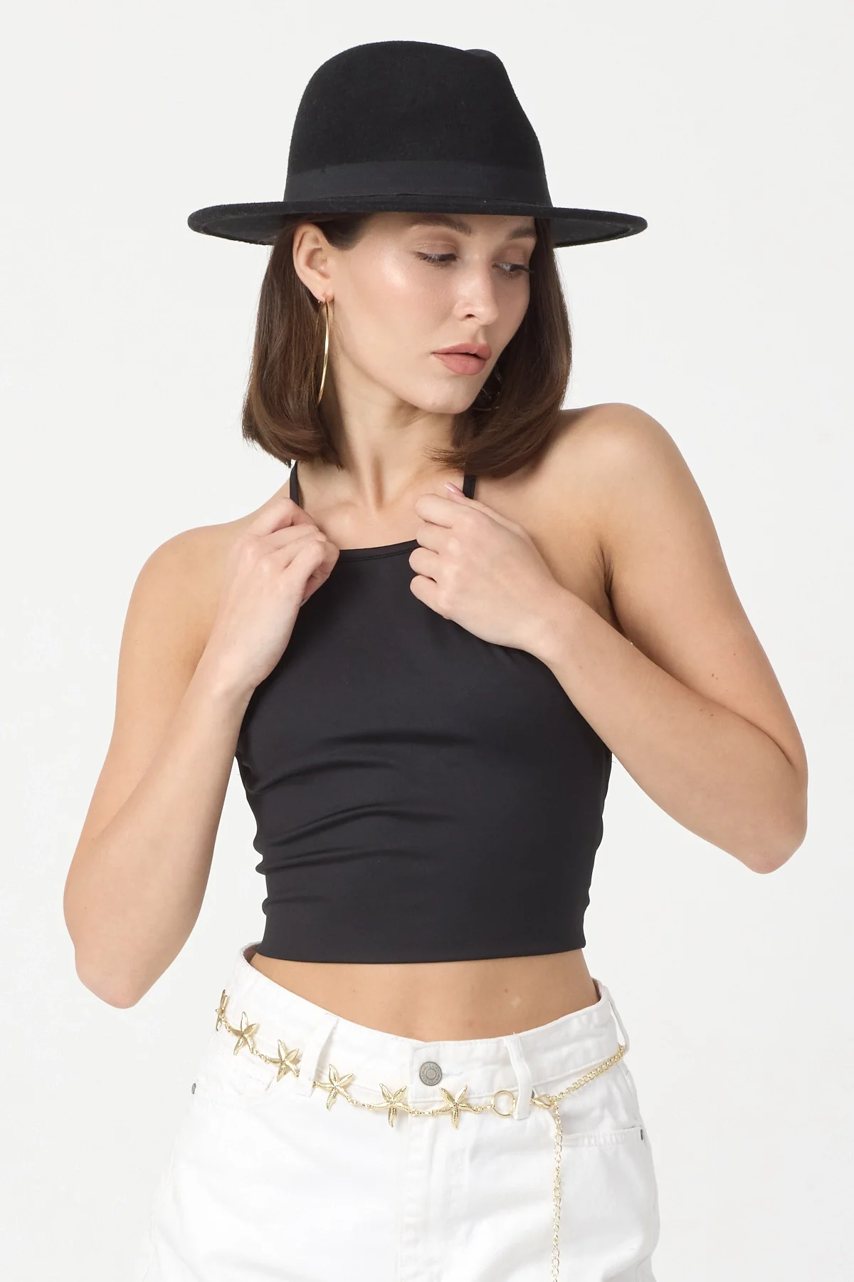 Kadın Siyah Sırtı Açık Crop Top BLZ-00254