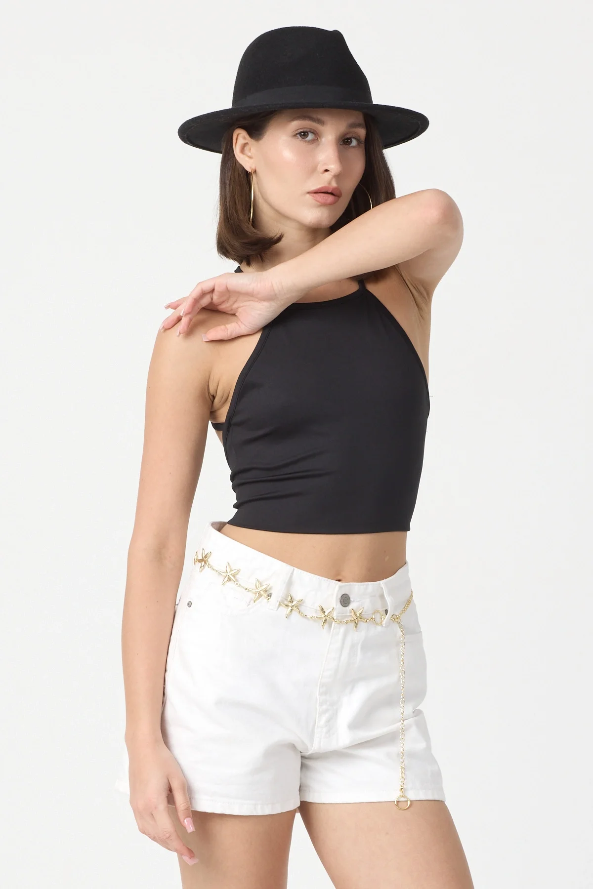 Kadın Siyah Sırtı Açık Crop Top BLZ-00254