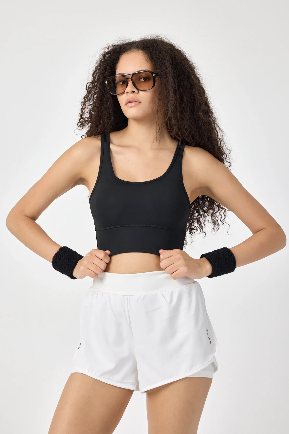 Kadın Toparlayıcı Pedli Siyah Spor Bra