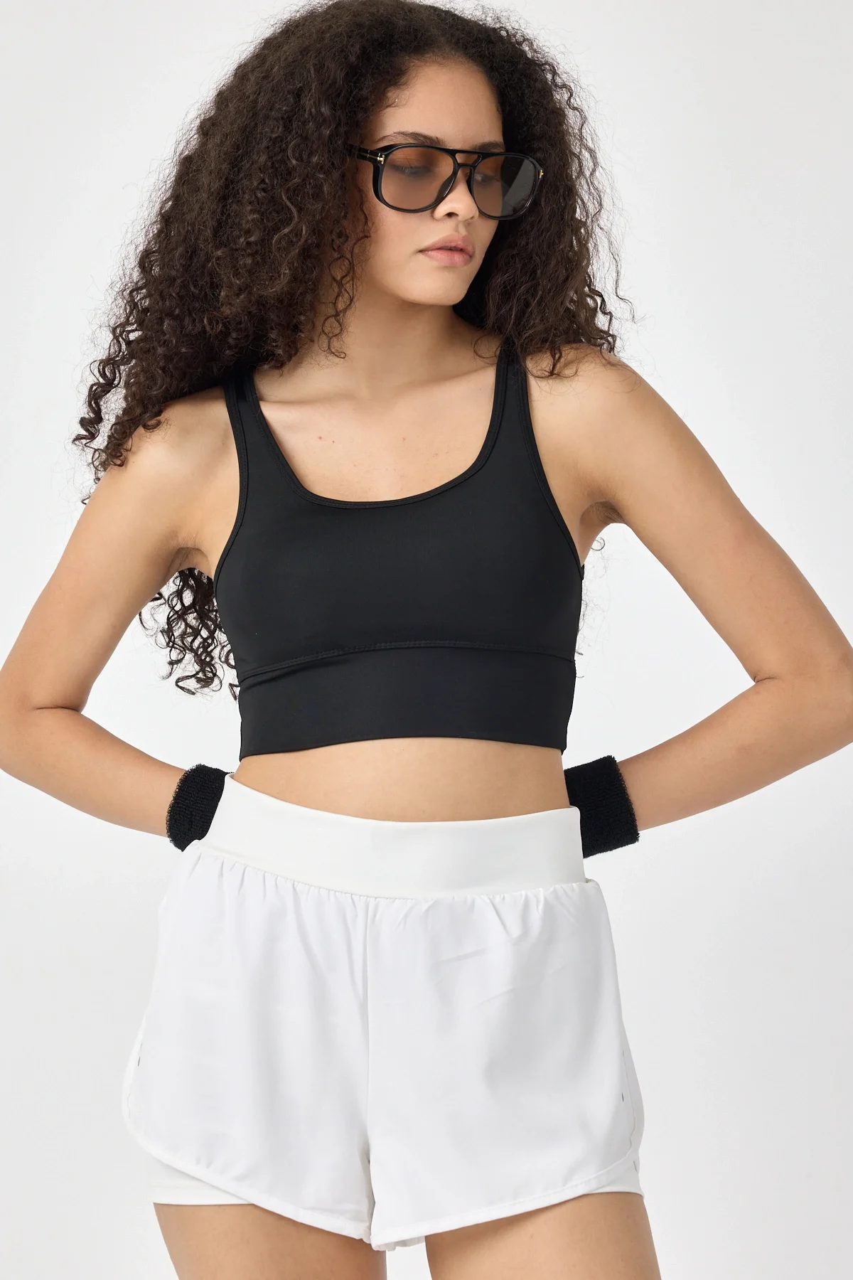 Kadın Toparlayıcı Pedli Siyah Spor Bra