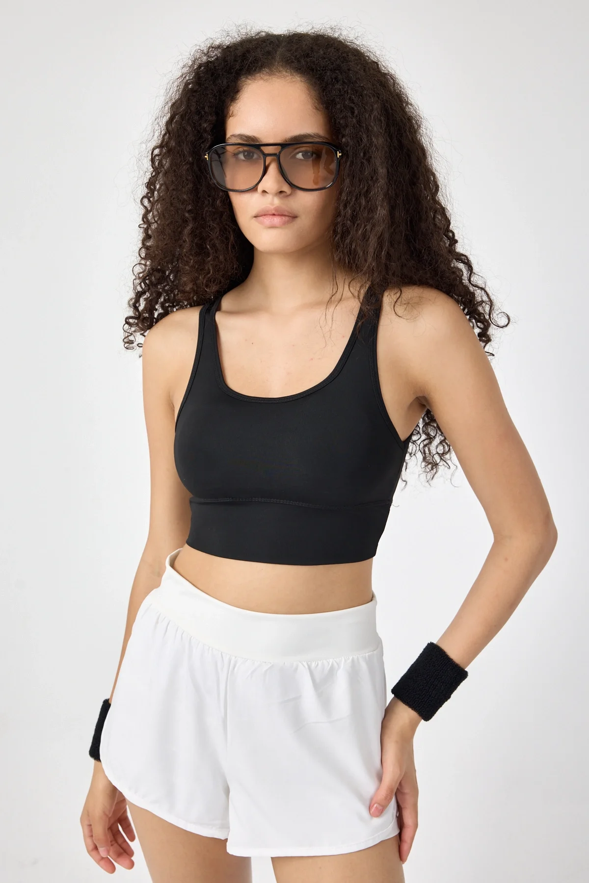 Kadın Toparlayıcı Pedli Siyah Spor Bra