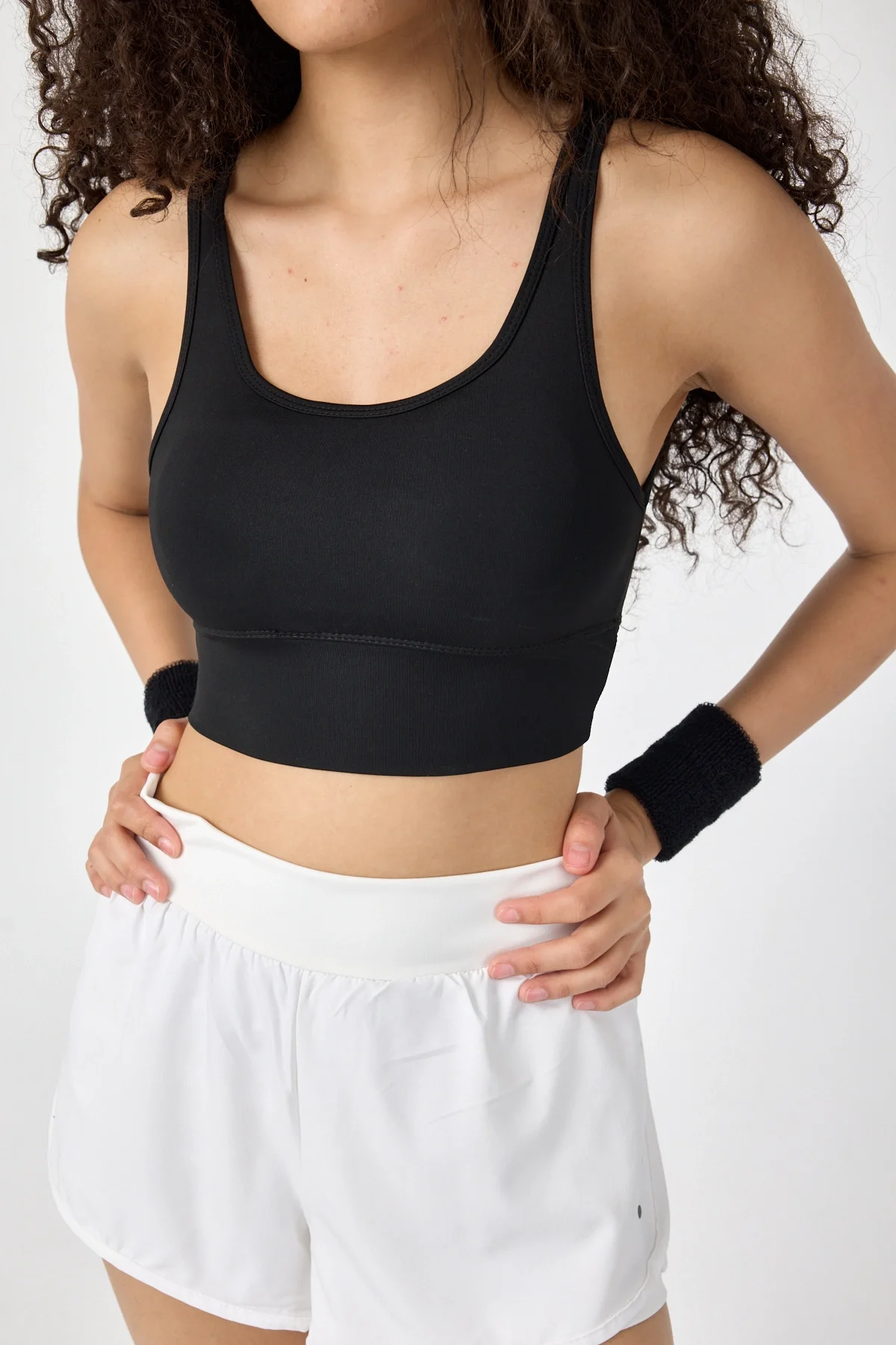 Kadın Toparlayıcı Pedli Siyah Spor Bra