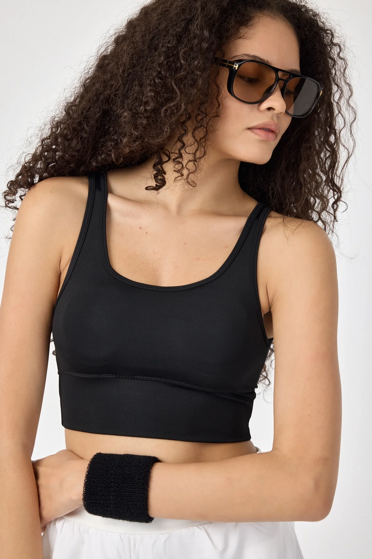 Kadın Toparlayıcı Pedli Siyah Spor Bra