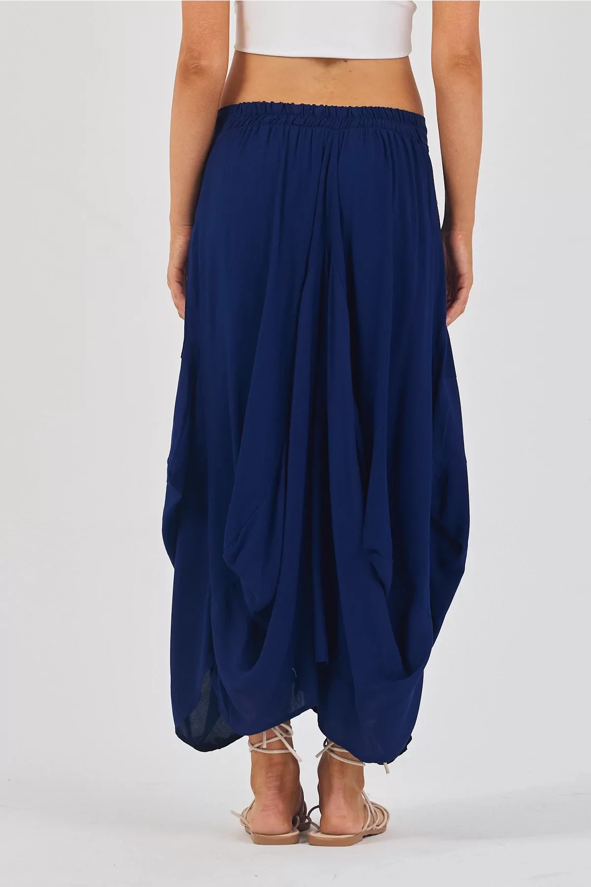 Beli Lastikli Nakış Detaylı Bağcıklı Otantik Şalvar Etek