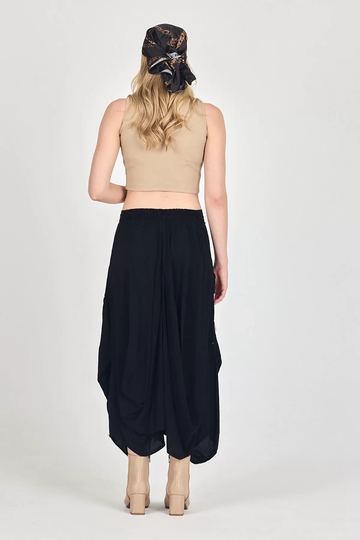 Beli Lastikli Nakış Detaylı Bağcıklı Otantik Şalvar Etek