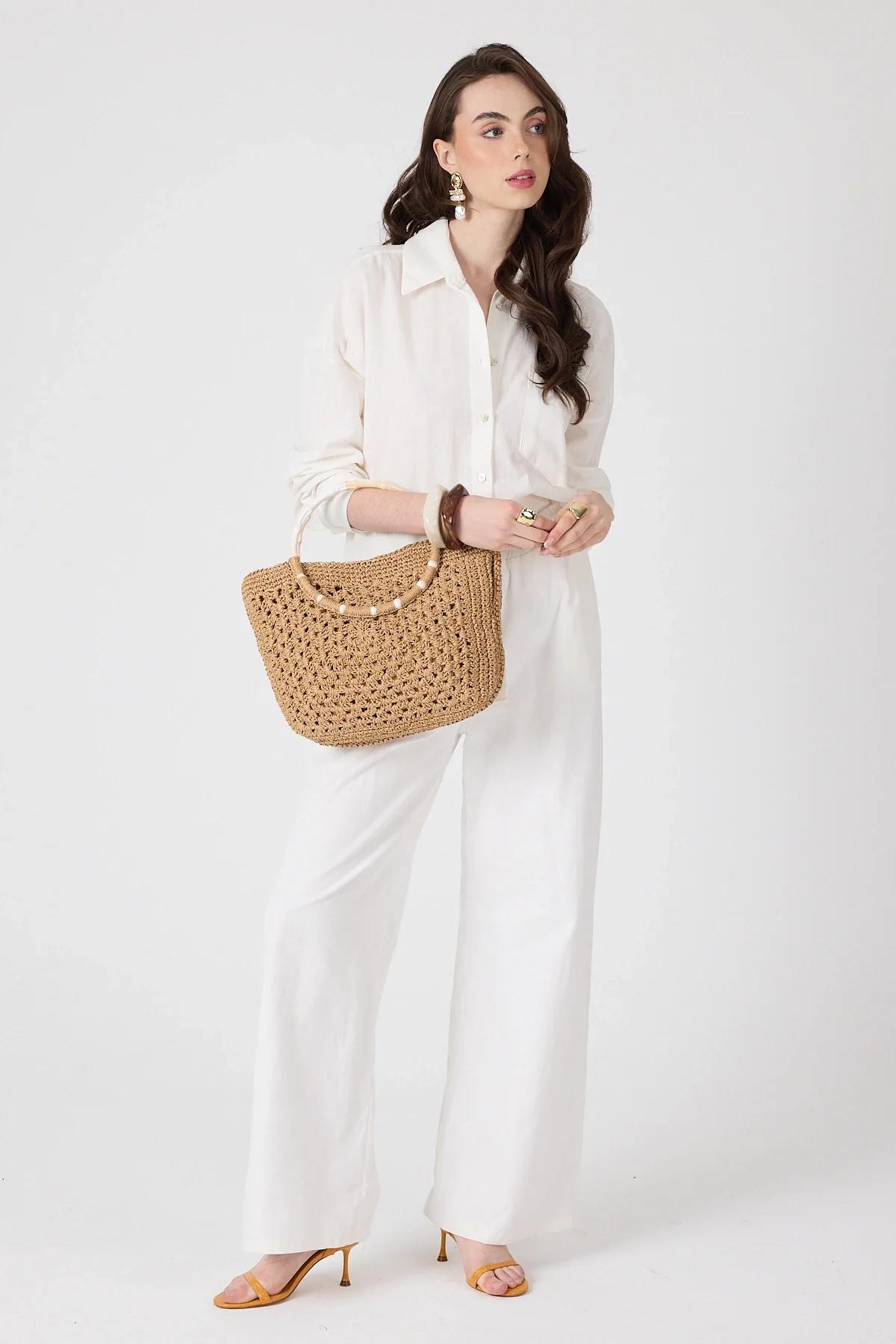 El yapımı Astarlı Hasır El Çantası