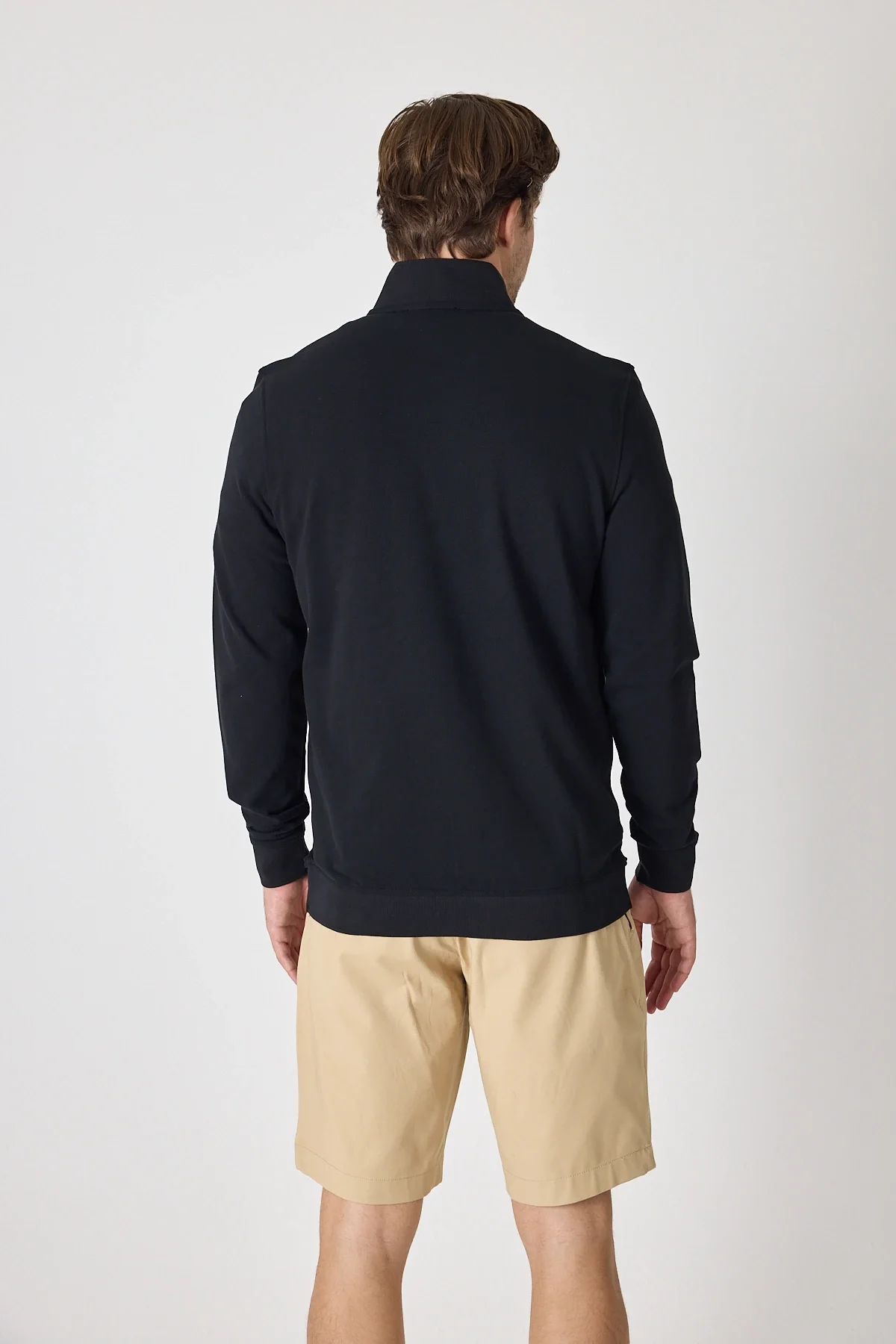 Erkek Dik Yaka Fermuarlı Sweatshirt - Siyah