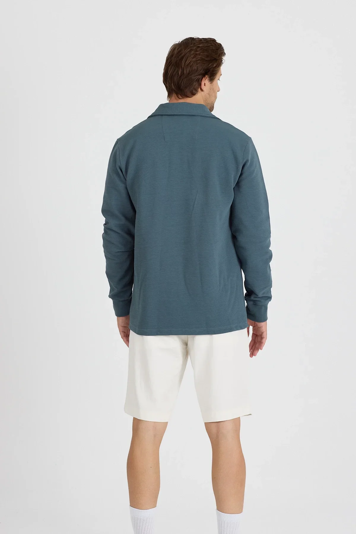 Erkek Polo Yaka Fitilli Sweatshirt Mint