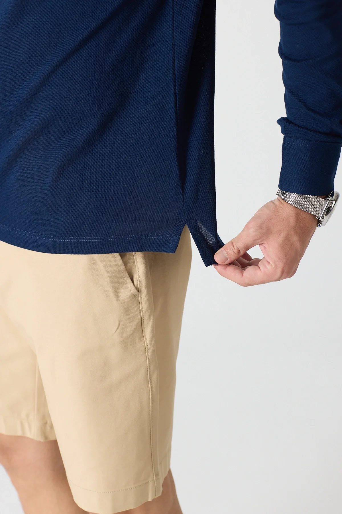 Erkek Polo Yaka Uzun Kollu Sweatshirt - Lacivert