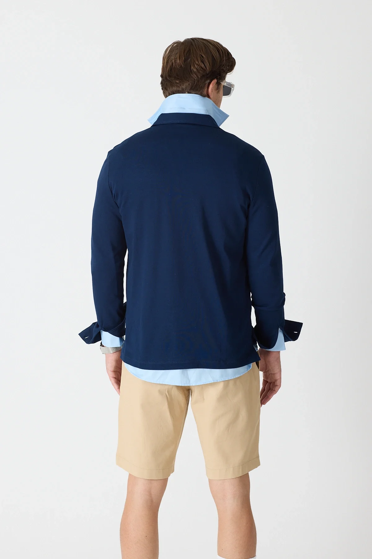 Erkek Polo Yaka Uzun Kollu Sweatshirt - Lacivert