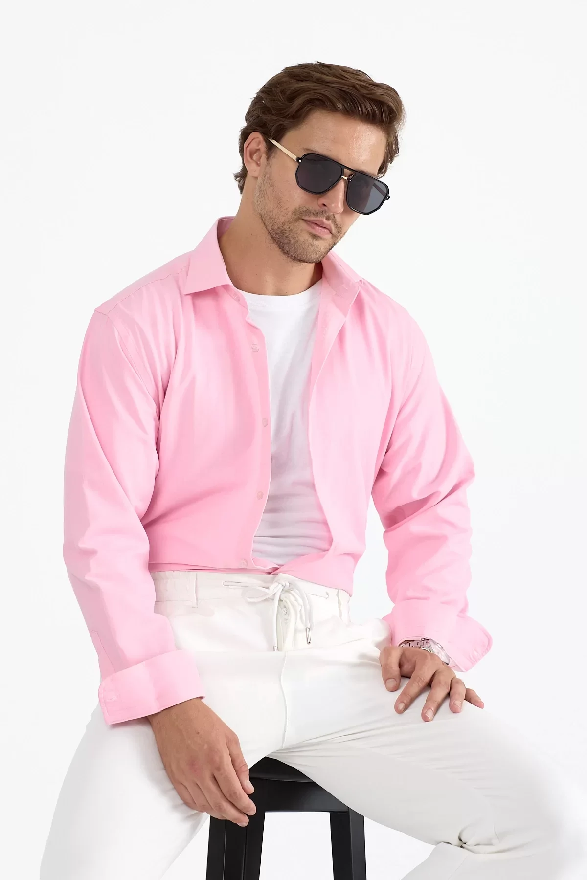 Erkek Regular Fit Pembe Gömlek