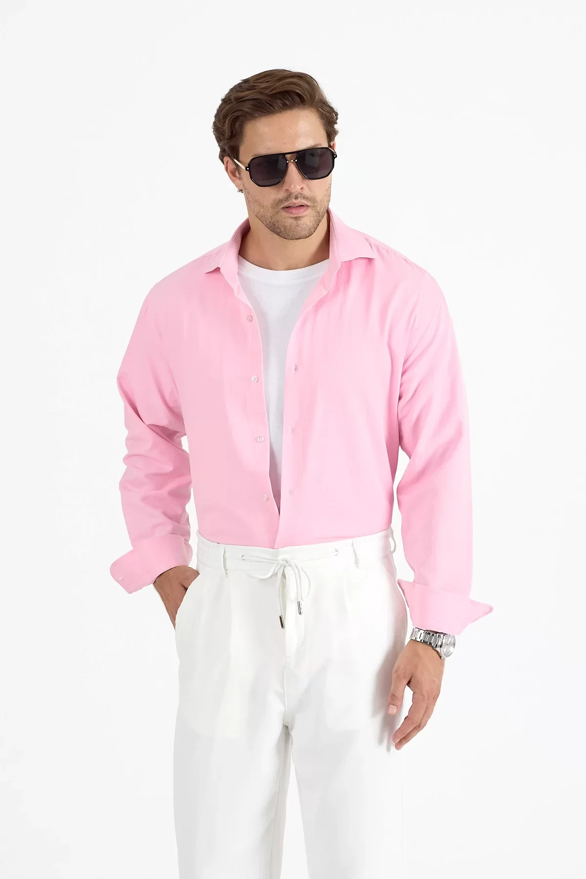 Erkek Regular Fit Pembe Gömlek