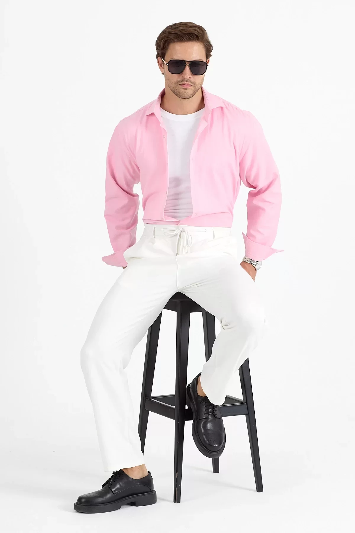 Erkek Regular Fit Pembe Gömlek