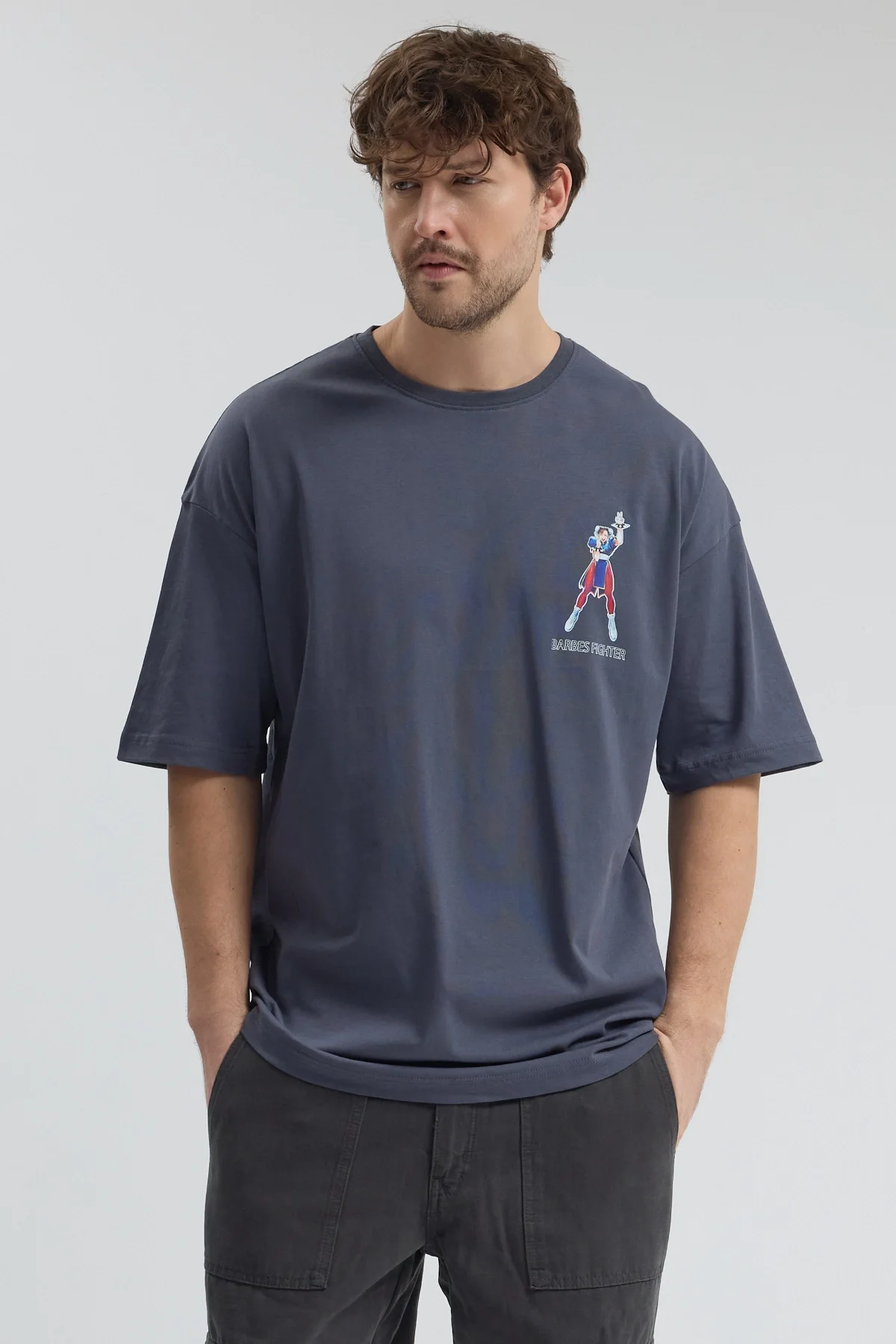 Erkek Relaxed 001 Oversize Antrasit T-Shirt