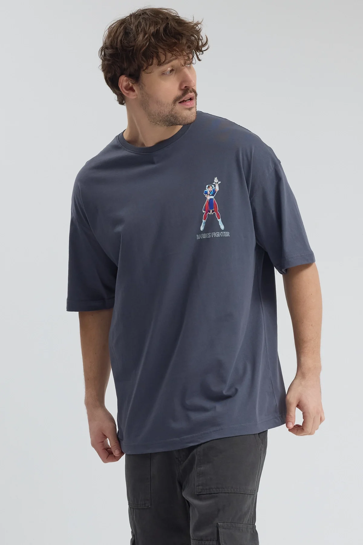 Erkek Relaxed 001 Oversize Antrasit T-Shirt