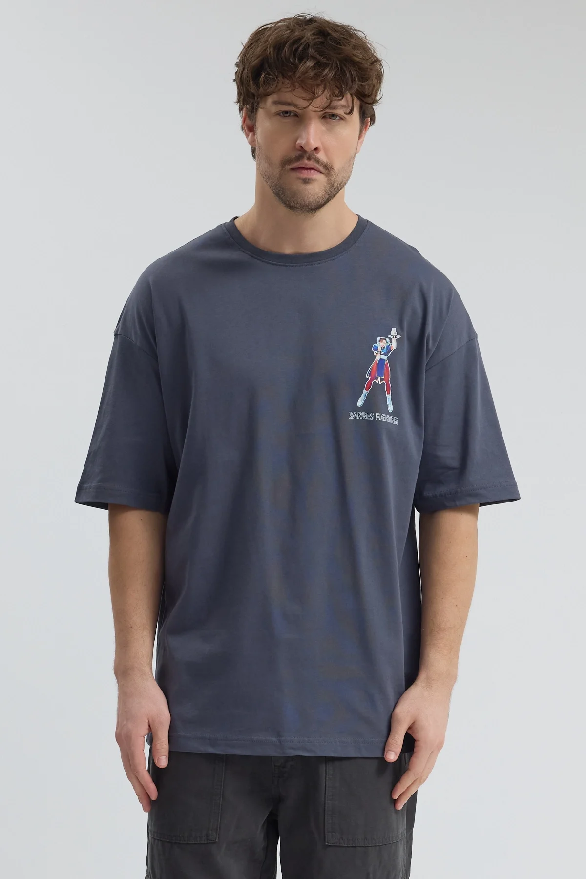 Erkek Relaxed 001 Oversize Antrasit T-Shirt
