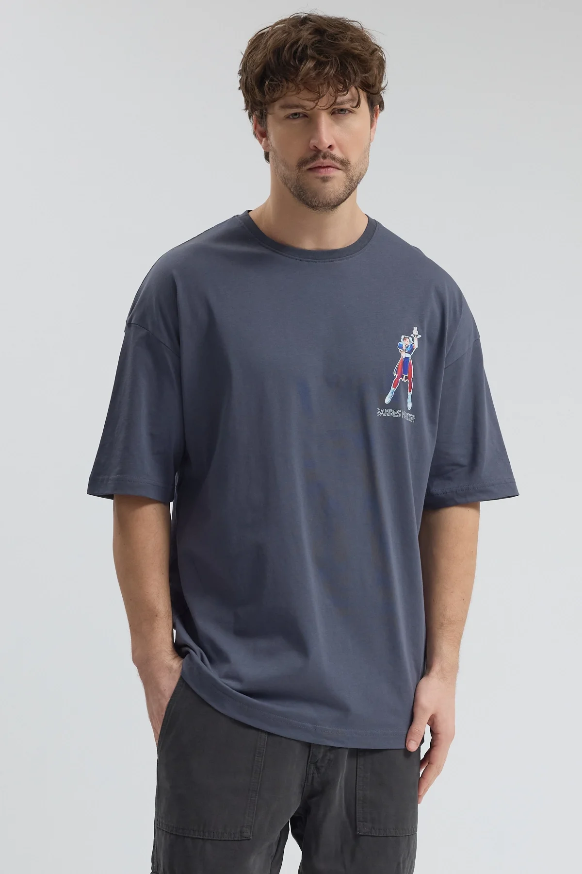 Erkek Relaxed 001 Oversize Antrasit T-Shirt