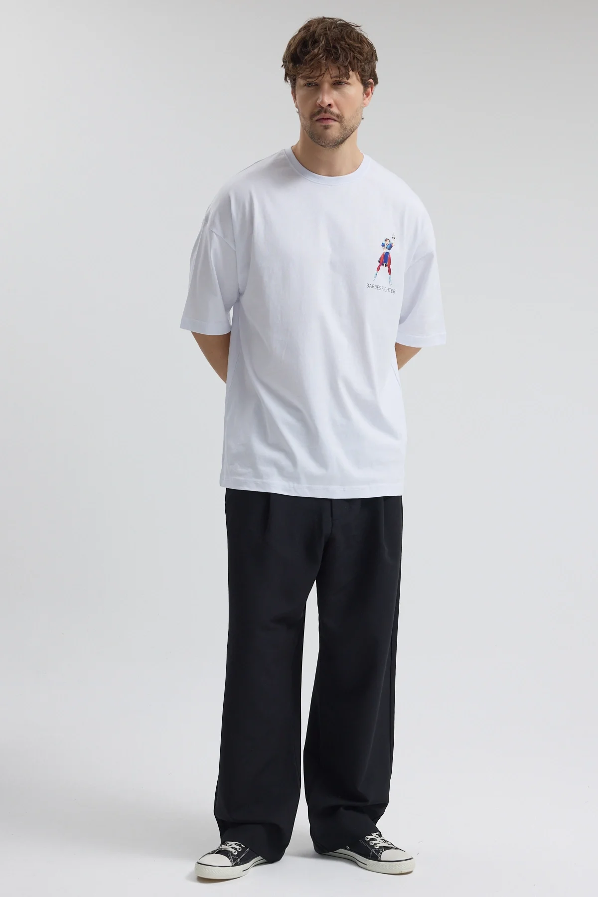 Erkek Relaxed 001 Oversize Beyaz T-Shirt