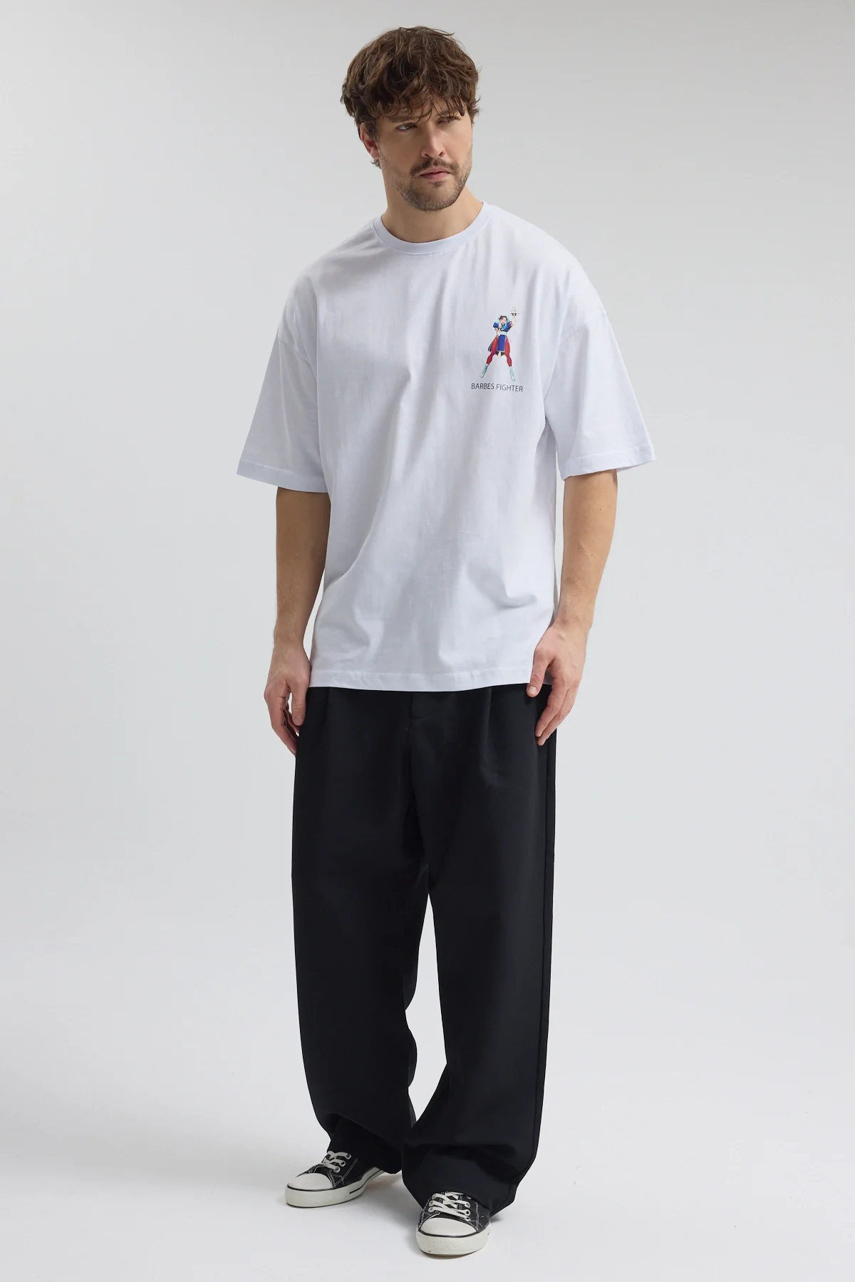 Erkek Relaxed 001 Oversize Beyaz T-Shirt