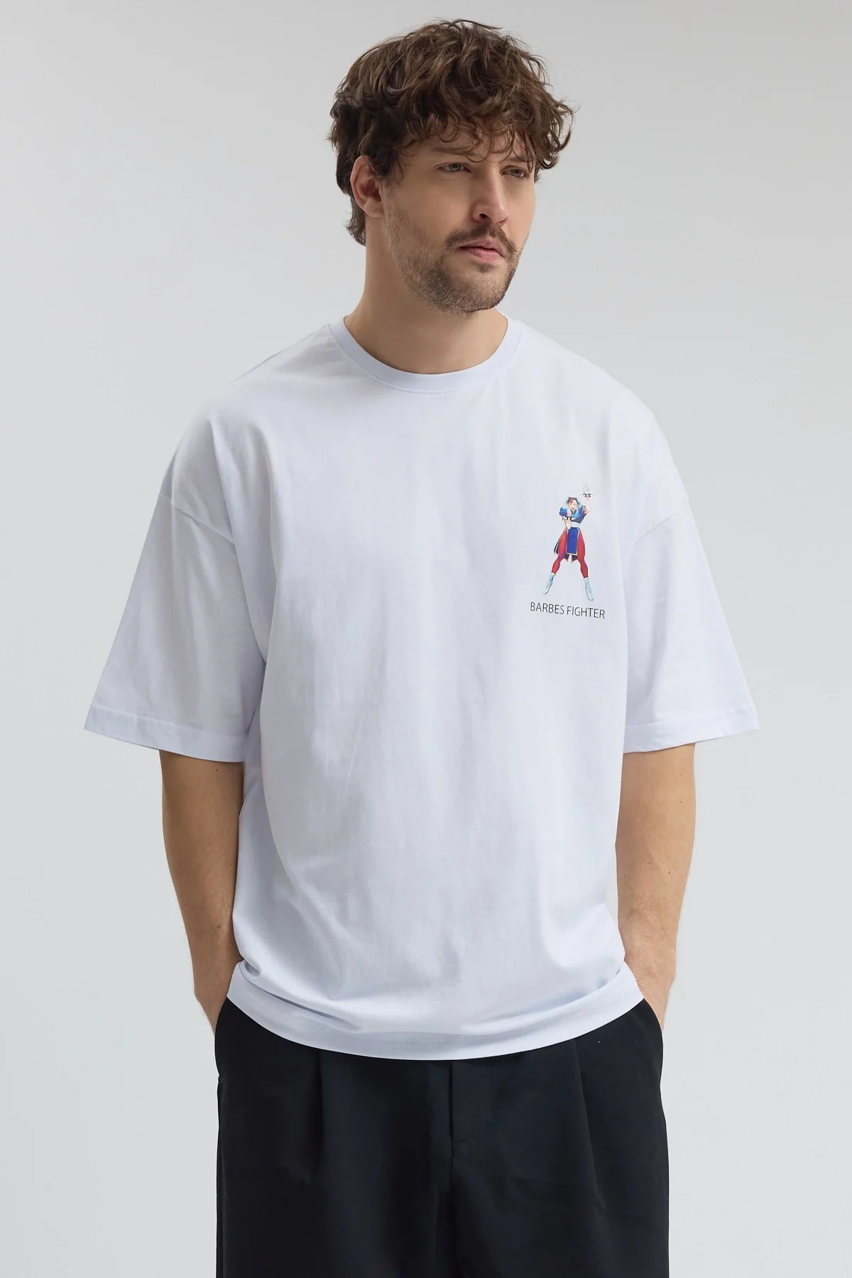 Erkek Relaxed 001 Oversize Beyaz T-Shirt
