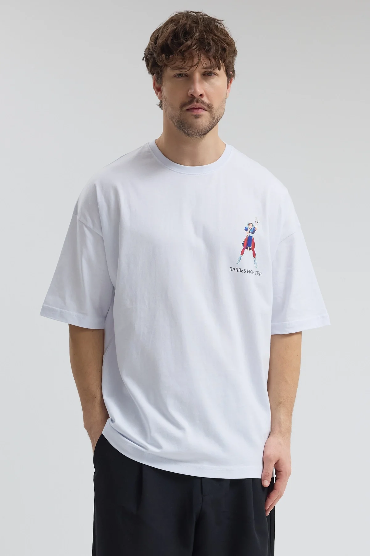 Erkek Relaxed 001 Oversize Beyaz T-Shirt