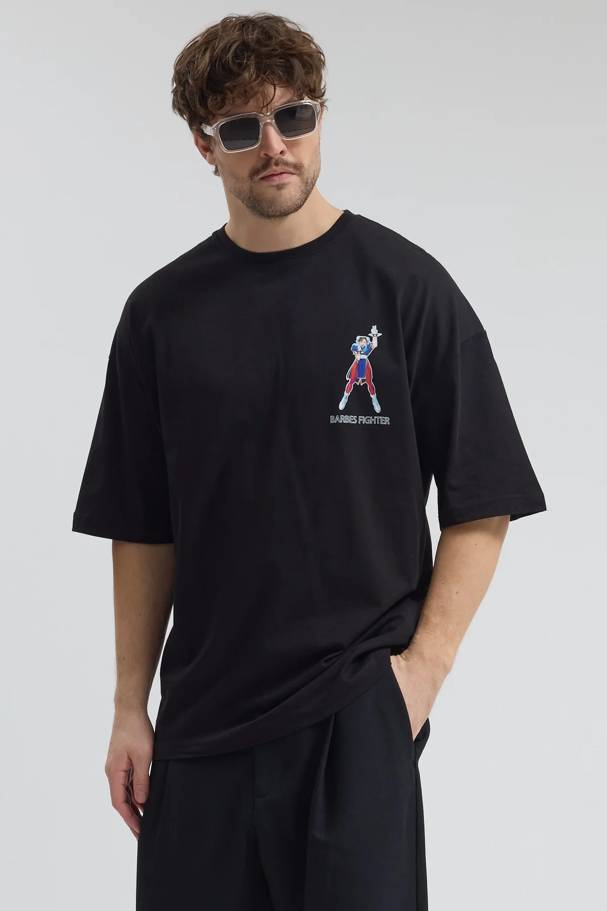 Erkek Relaxed 001 Oversize Siyah T-Shirt