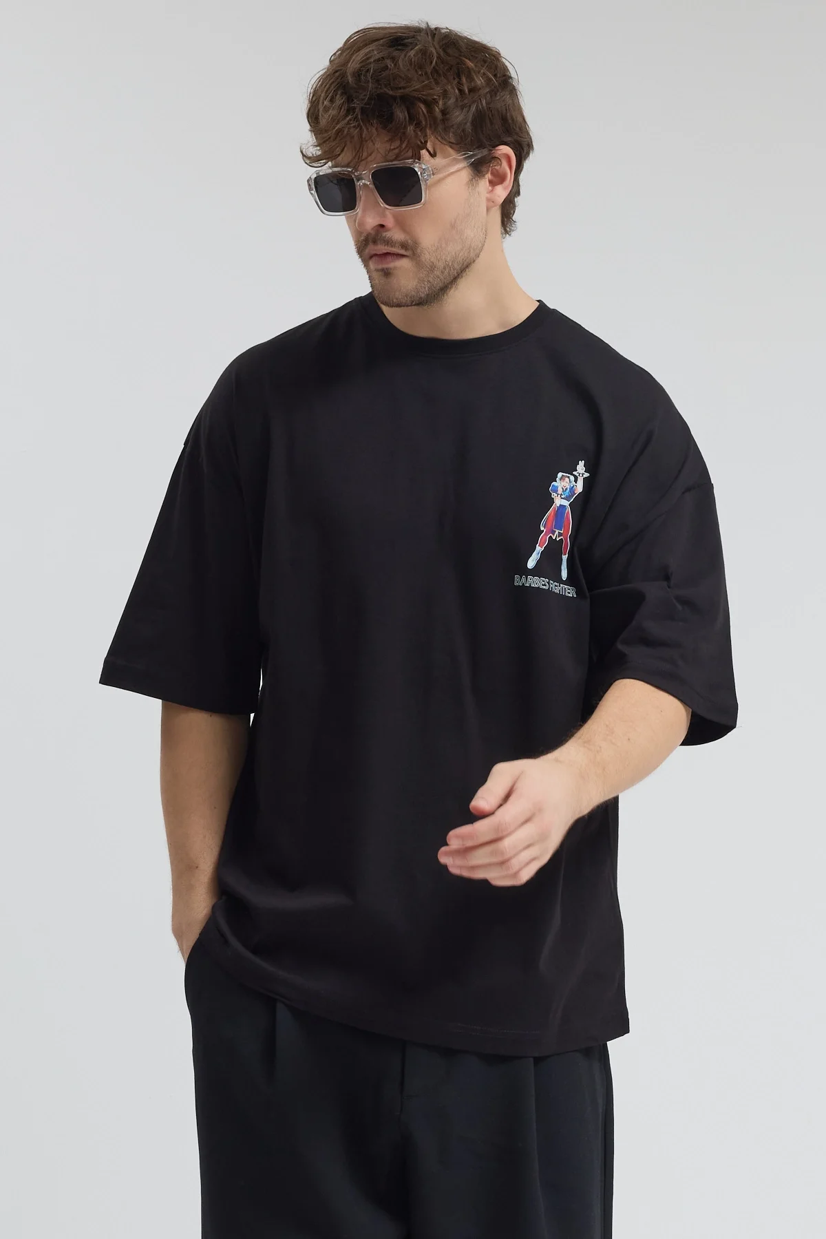 Erkek Relaxed 001 Oversize Siyah T-Shirt