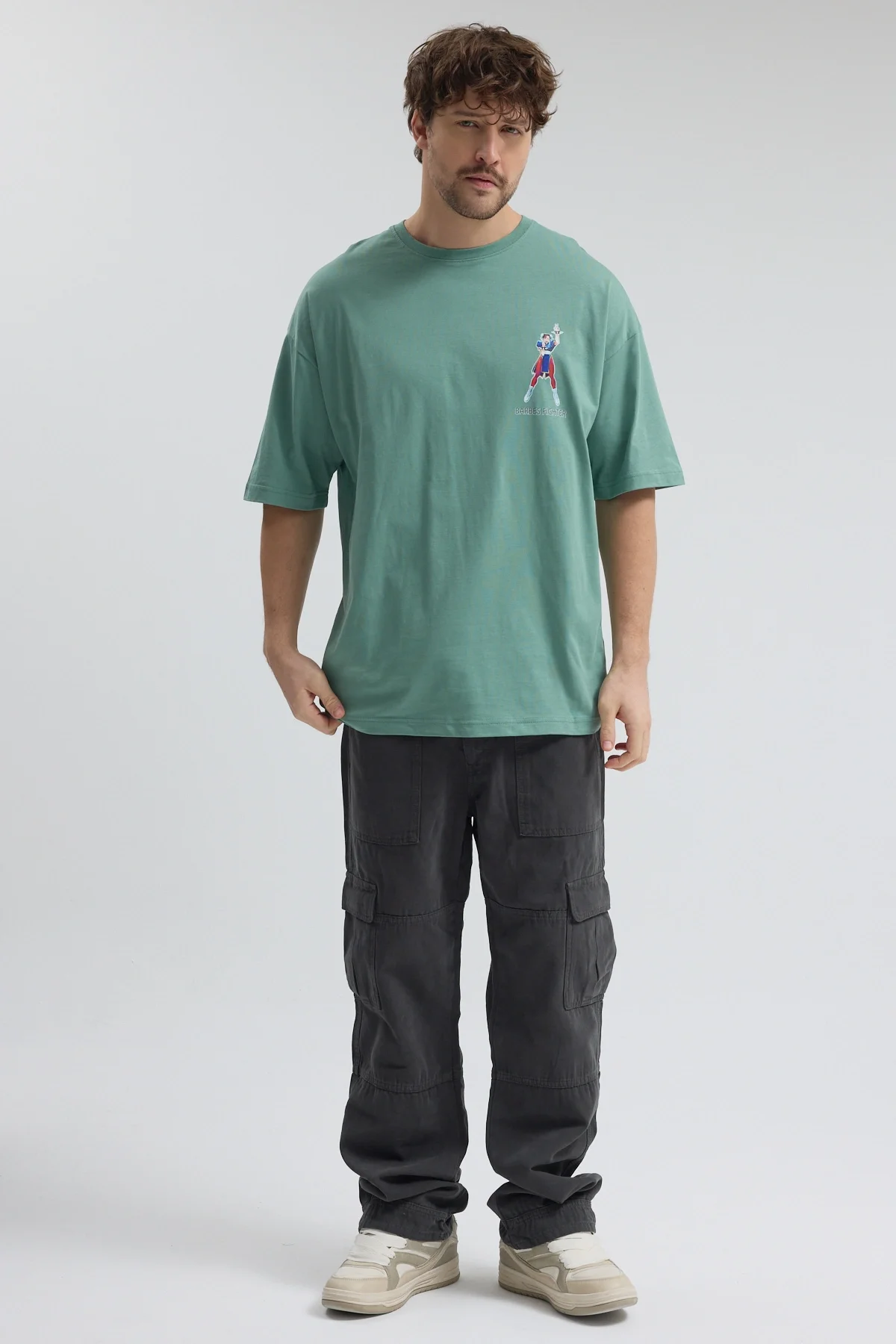 Erkek Relaxed 001 Oversize Yeşil T-Shirt