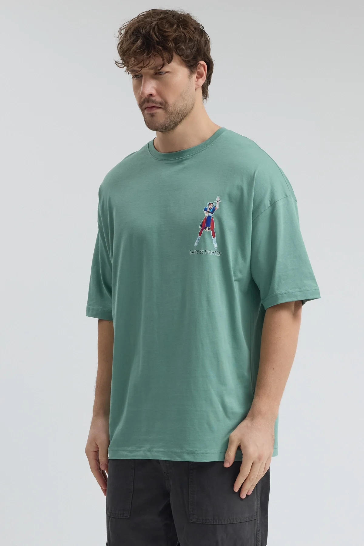 Erkek Relaxed 001 Oversize Yeşil T-Shirt