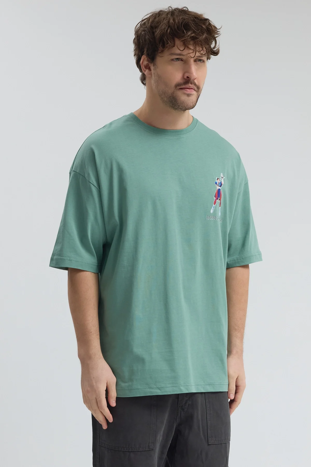 Erkek Relaxed 001 Oversize Yeşil T-Shirt