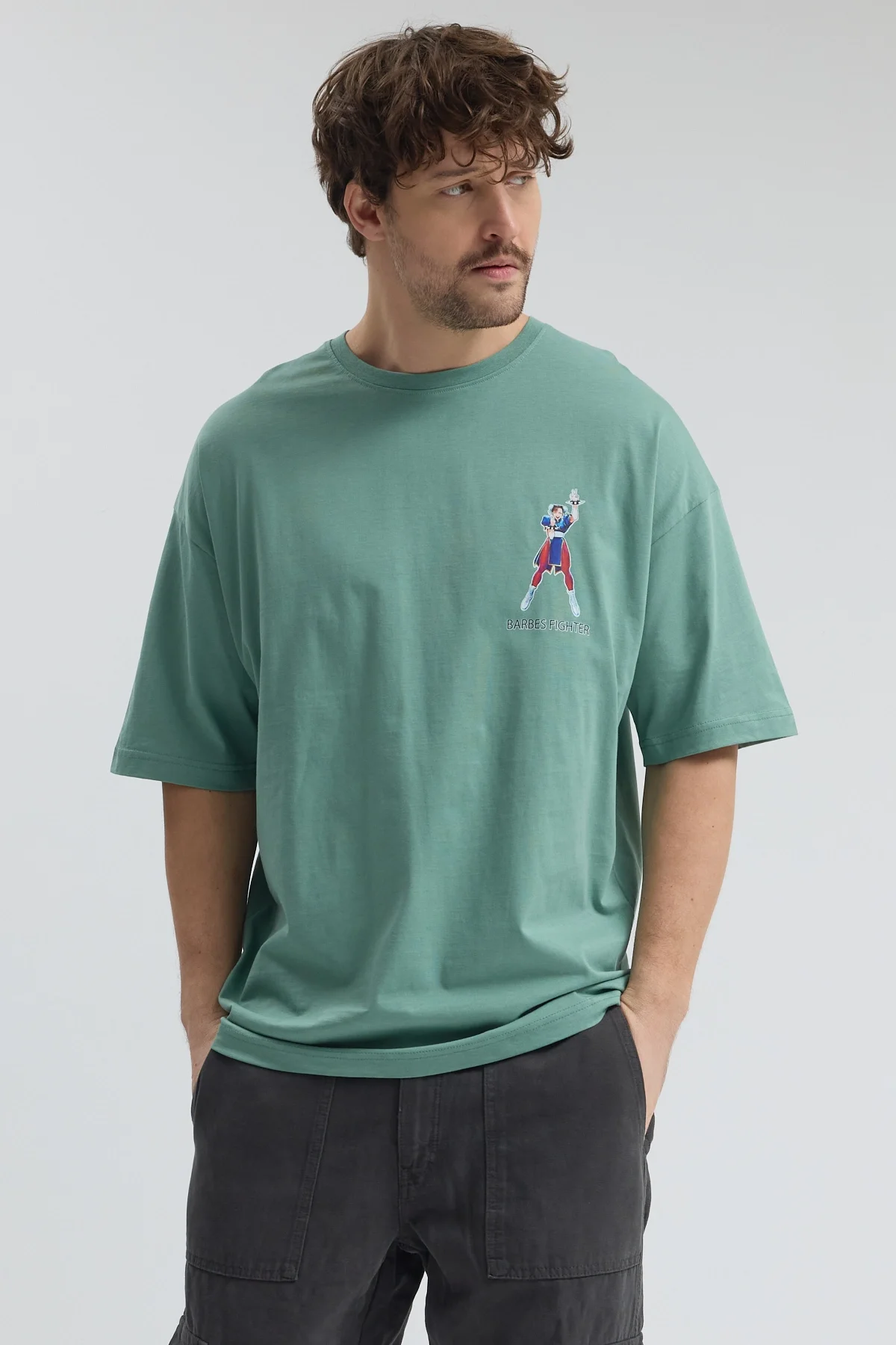Erkek Relaxed 001 Oversize Yeşil T-Shirt