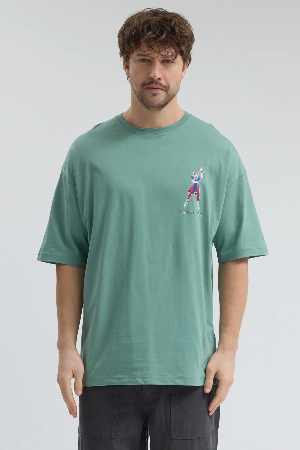 Erkek Relaxed 001 Oversize Yeşil T-Shirt