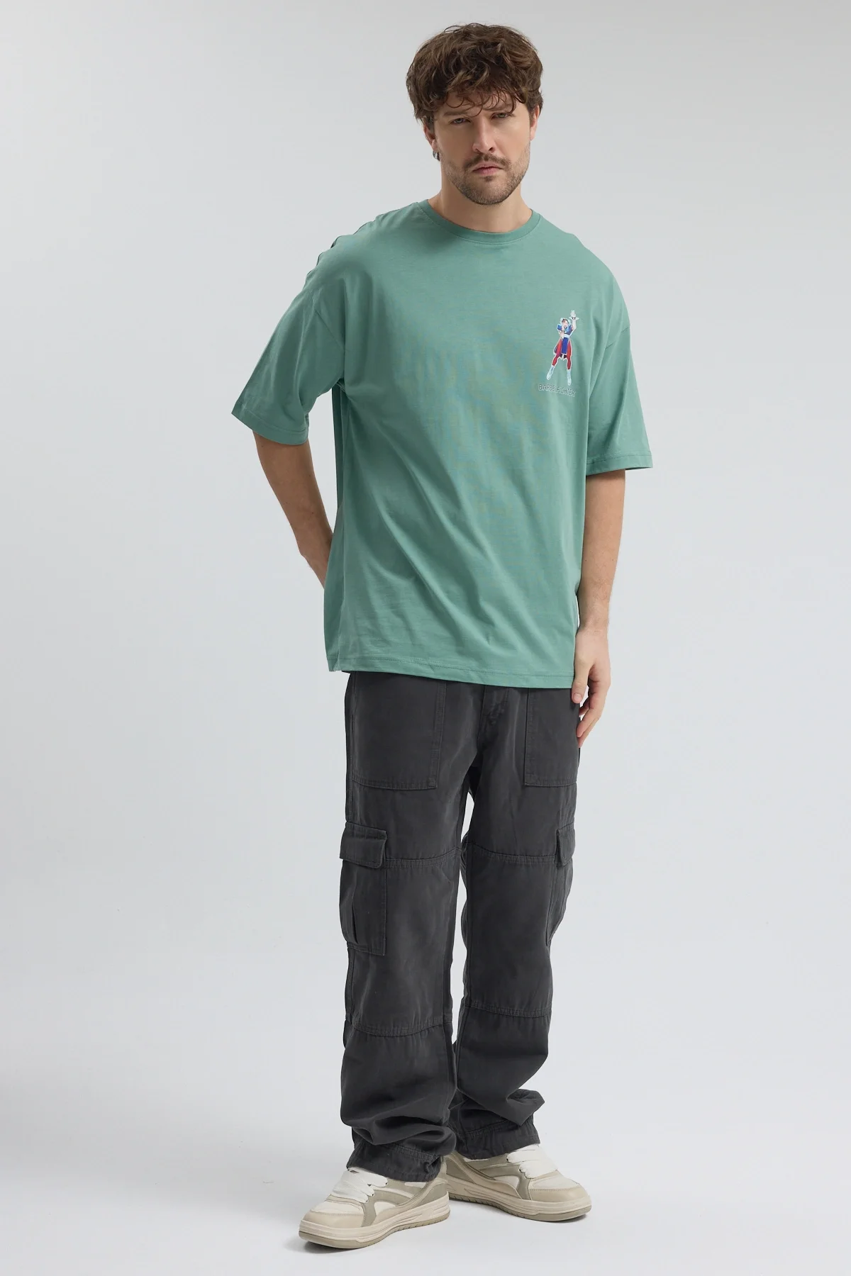 Erkek Relaxed 001 Oversize Yeşil T-Shirt
