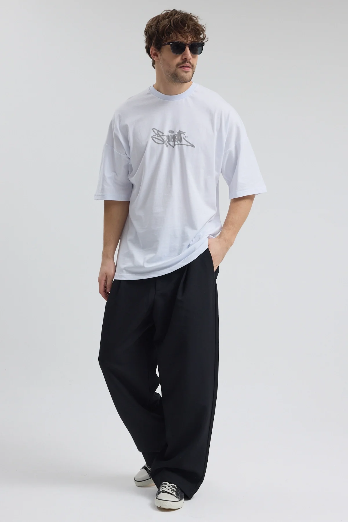 Erkek Relaxed 003 Oversize Beyaz T-Shirt