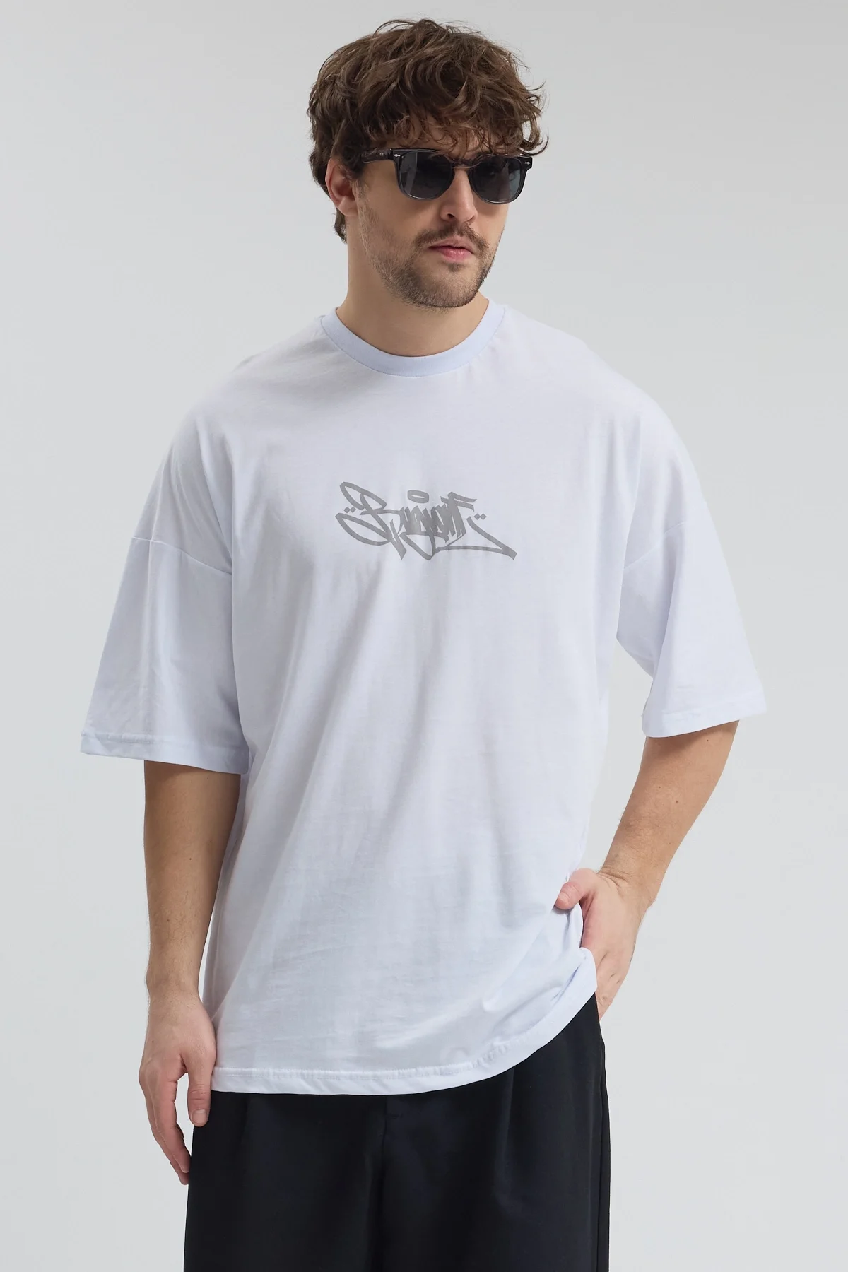 Erkek Relaxed 003 Oversize Beyaz T-Shirt