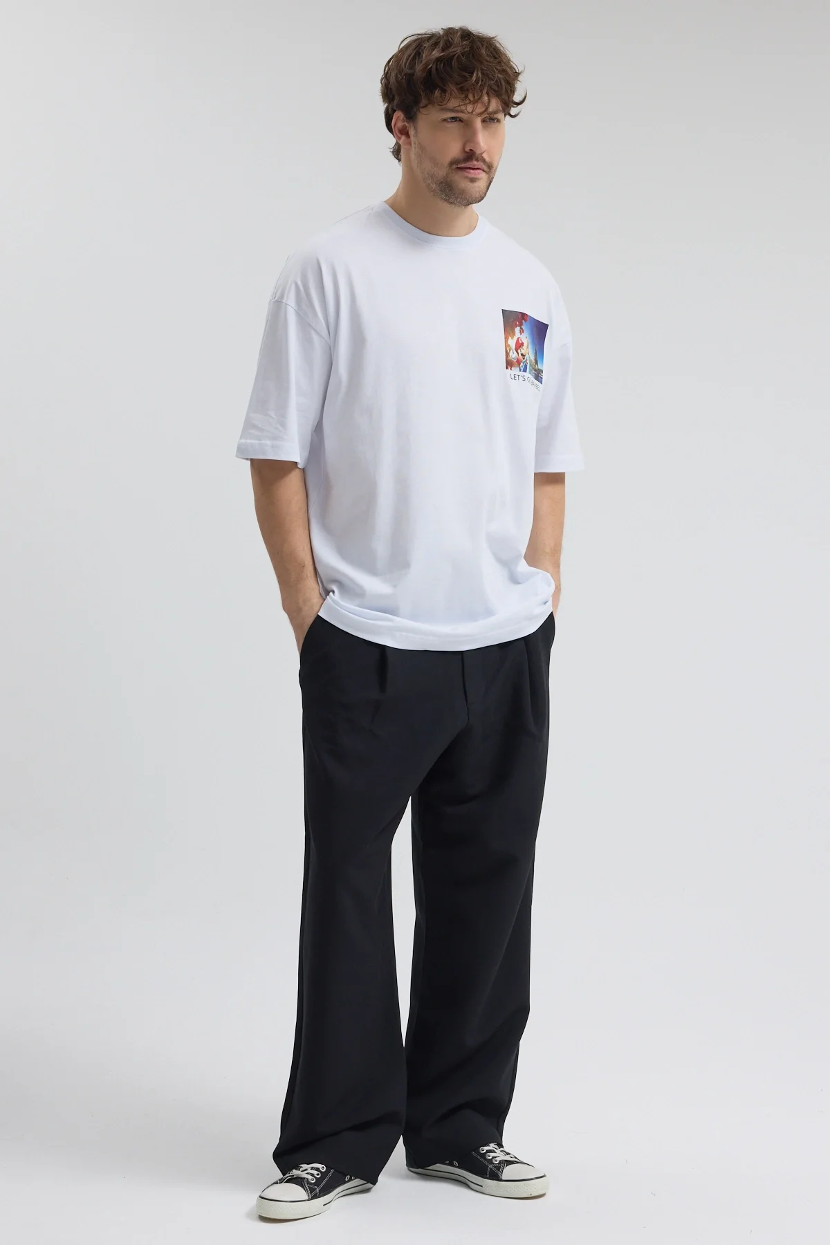 Erkek Relaxed 006 Beyaz T-Shirt