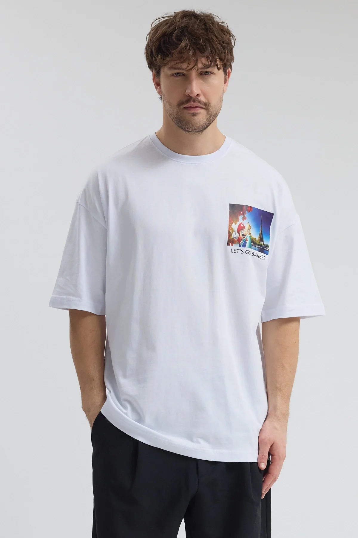 Erkek Relaxed 006 Beyaz T-Shirt