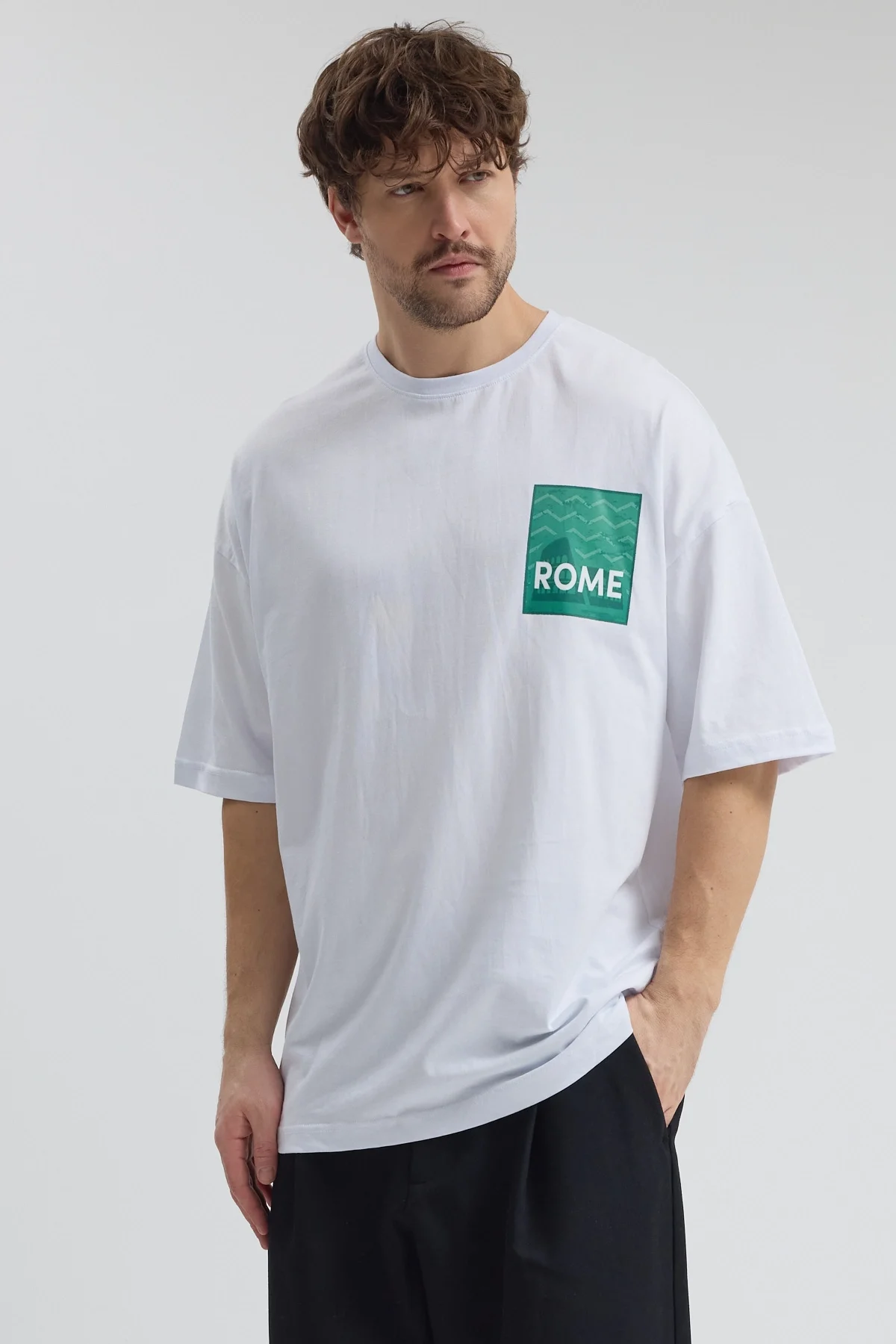 Erkek Relaxed 008 Beyaz T-Shirt