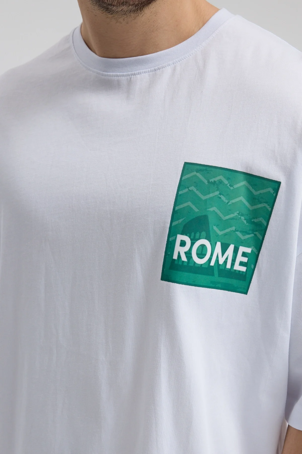 Erkek Relaxed 008 Beyaz T-Shirt