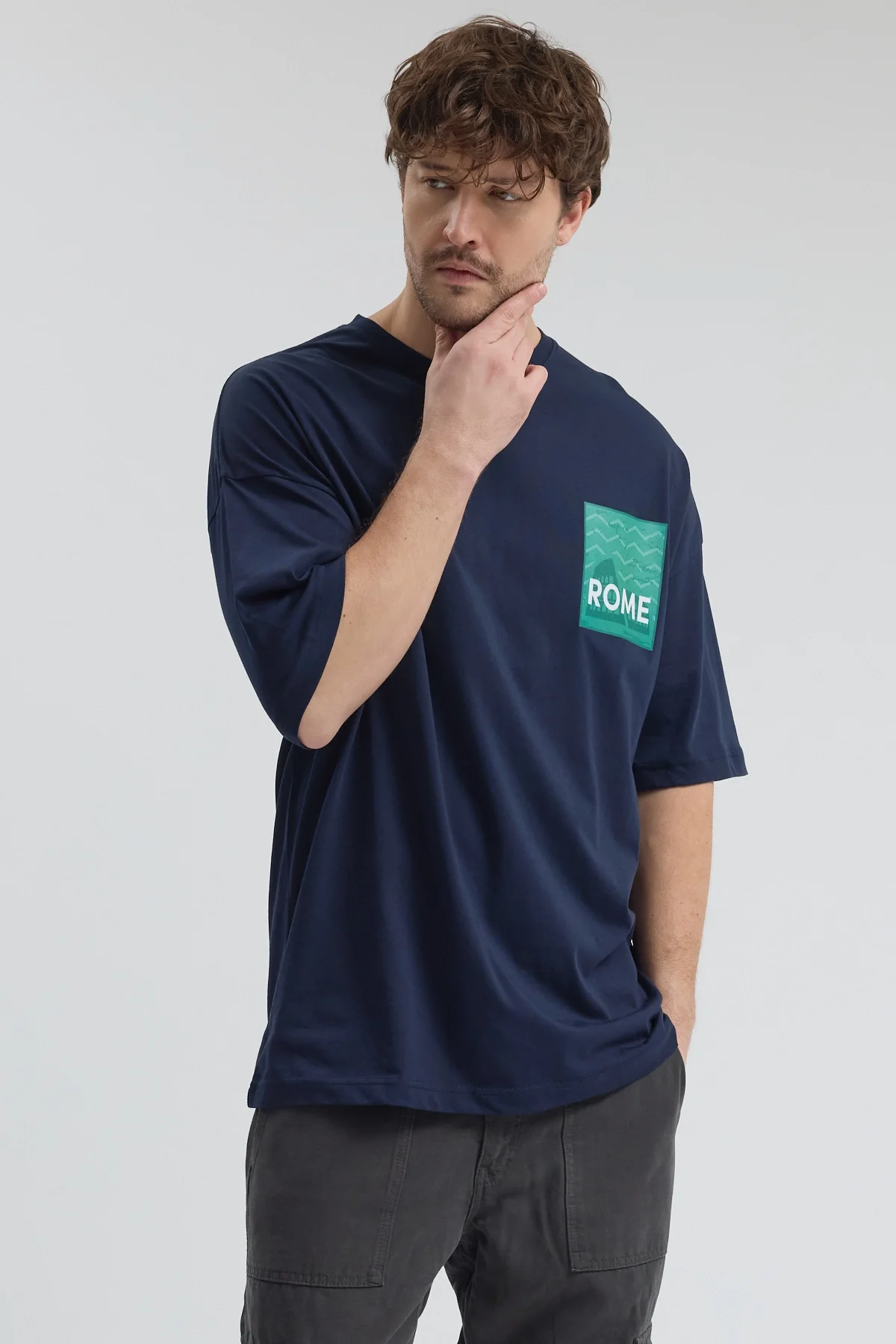 Erkek Relaxed 008 Lacivert T-Shirt