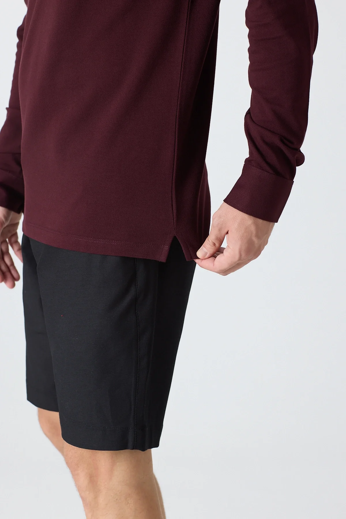 Erkek Uzun Kollu Polo Yaka Comfort Sweatshirt - Bordo