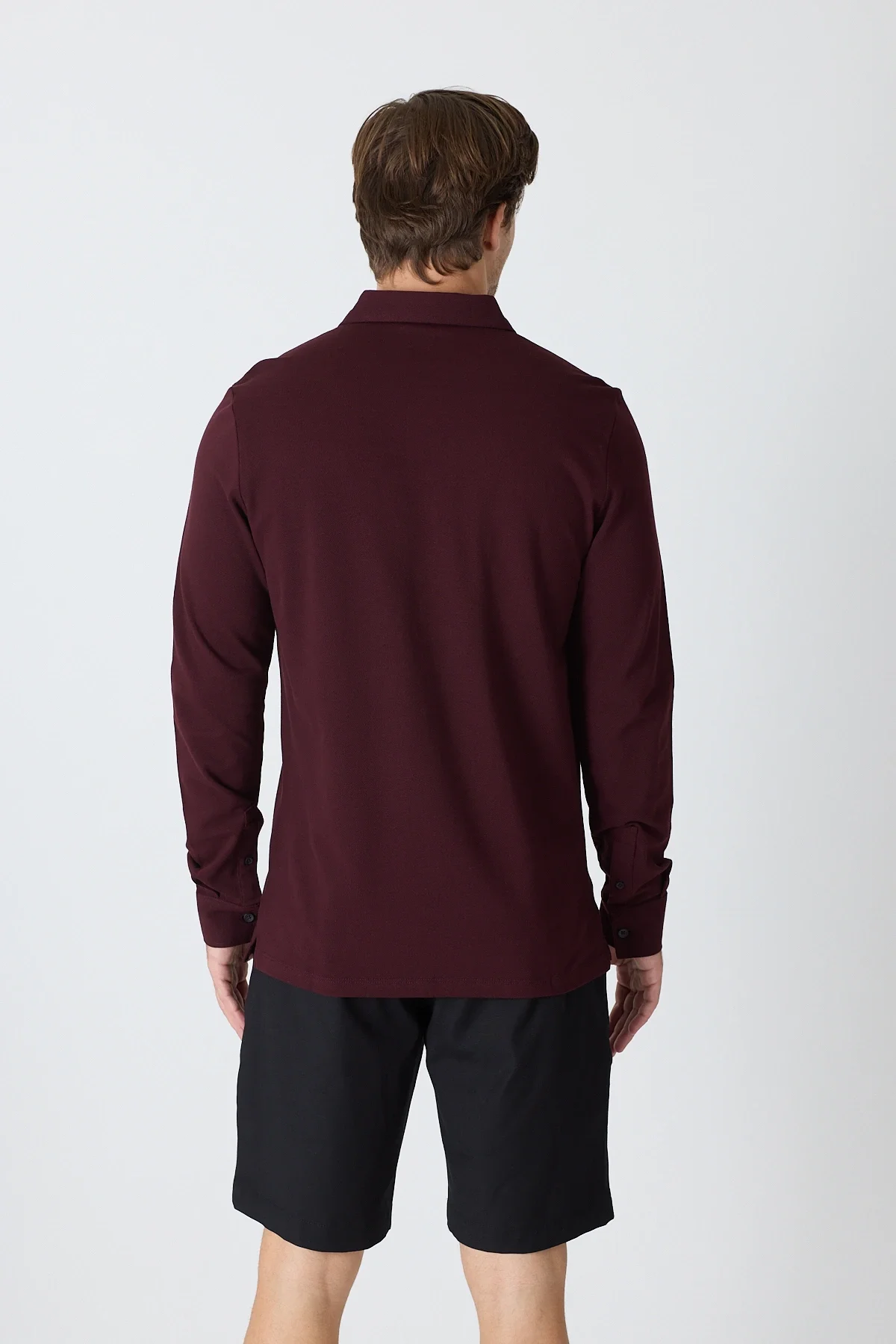 Erkek Uzun Kollu Polo Yaka Comfort Sweatshirt - Bordo