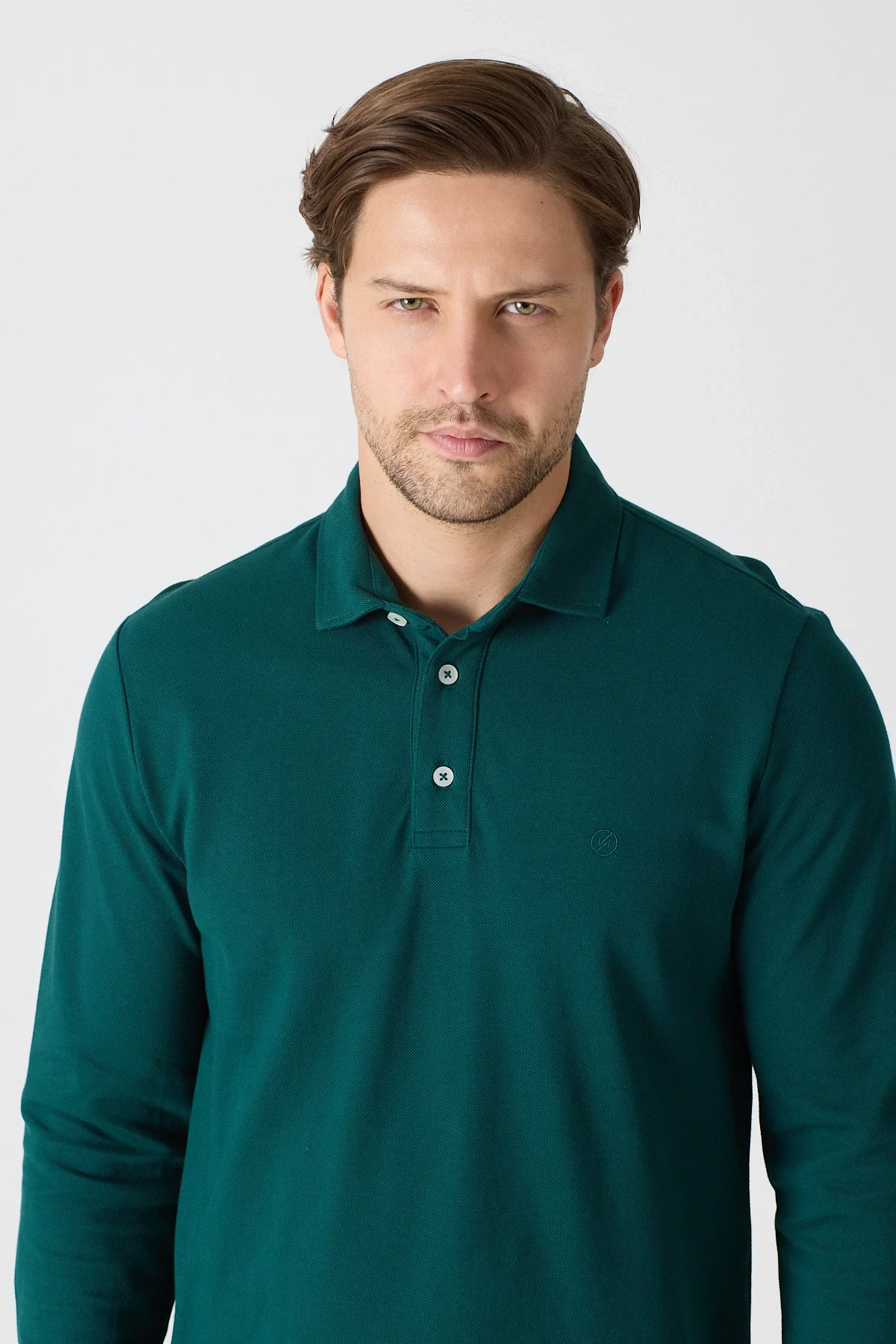 Erkek Uzun Kollu Polo Yaka Comfort Sweatshirt - Nefti