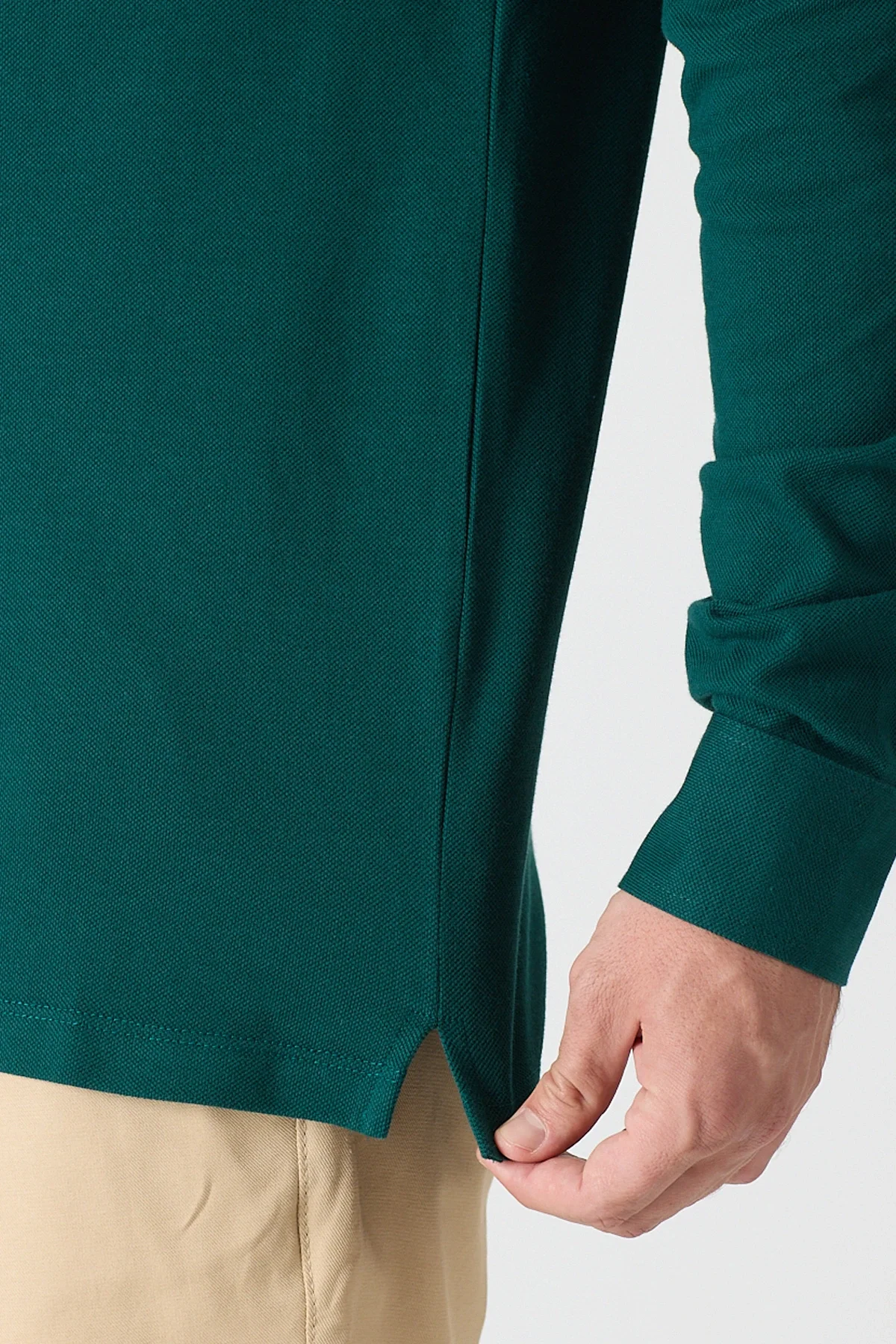 Erkek Uzun Kollu Polo Yaka Comfort Sweatshirt - Nefti