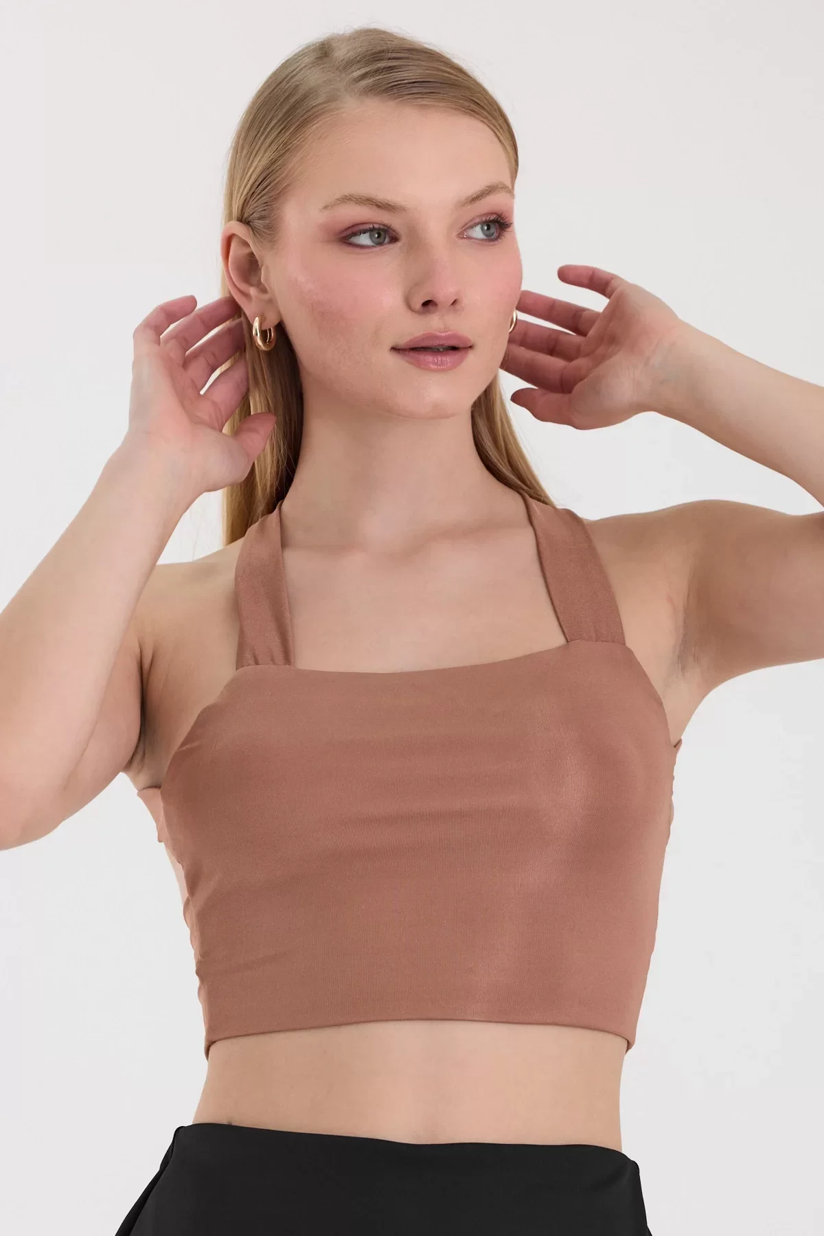 Kadın Camel Sırt Detaylı Crop Top BLZ-00099