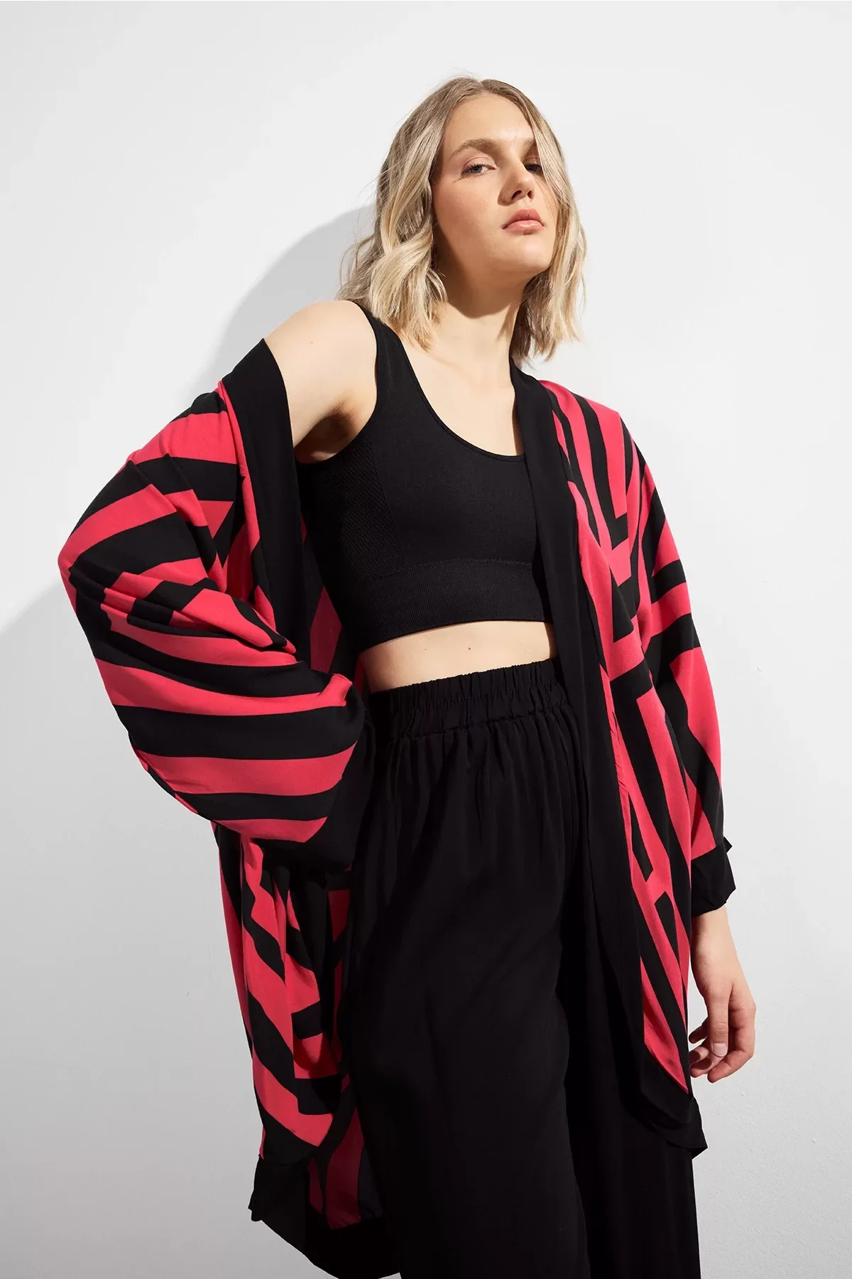 Kadın Desenli Bel Lastikli Cepli Alt & Üst Takım