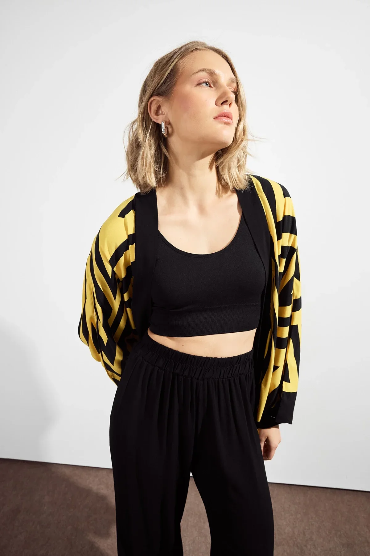 Kadın Desenli Bel Lastikli Cepli Alt & Üst Takım