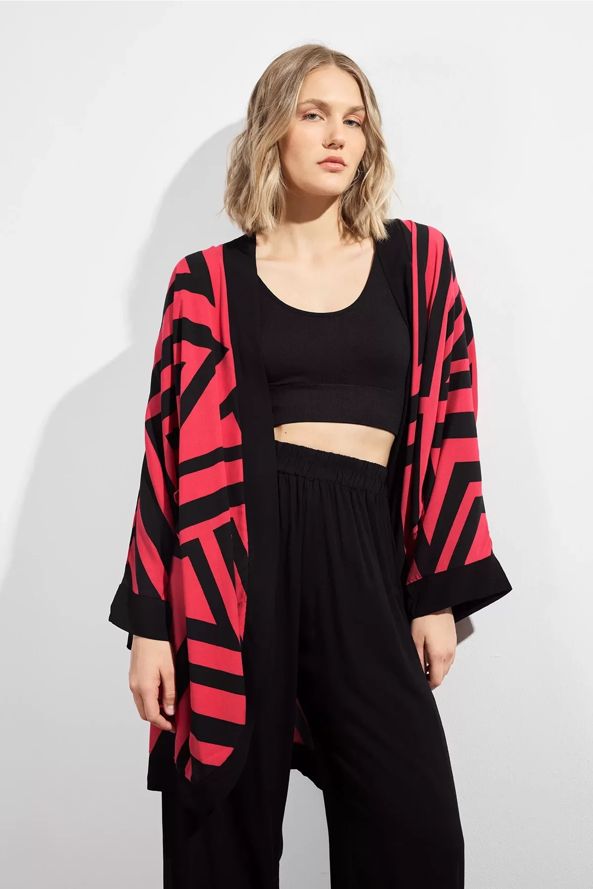 Kadın Desenli Bel Lastikli Cepli Alt & Üst Takım