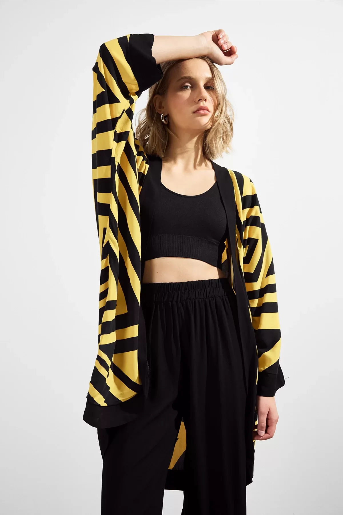 Kadın Desenli Bel Lastikli Cepli Alt & Üst Takım