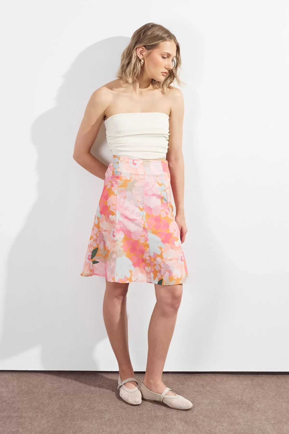 Kadın Mevsimlik Parçalı Kloş Midi Etek 2186/63